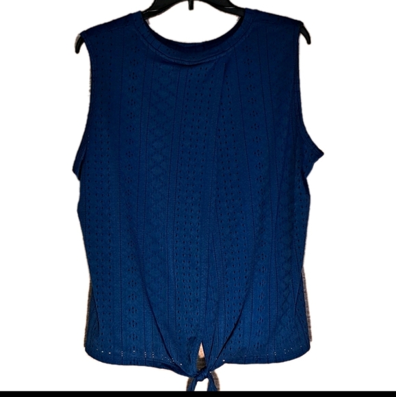 Ariar Luxury Mesh Tie Back Tank Top Women's Large Blue Opal Eyelet # 136 - Picture 1 of 3